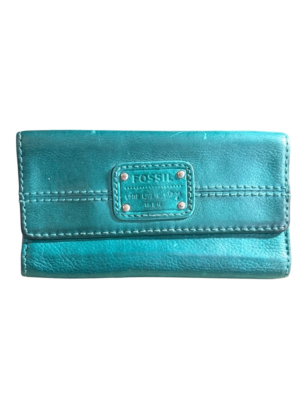 Fossil teal leather bi-fold wallet Women’s purses